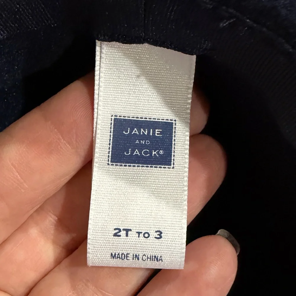 Janie & Jack Wide Brim Hat Girl’s Size 2T-3 Navy Blue Felt Faux Suede Ribbon